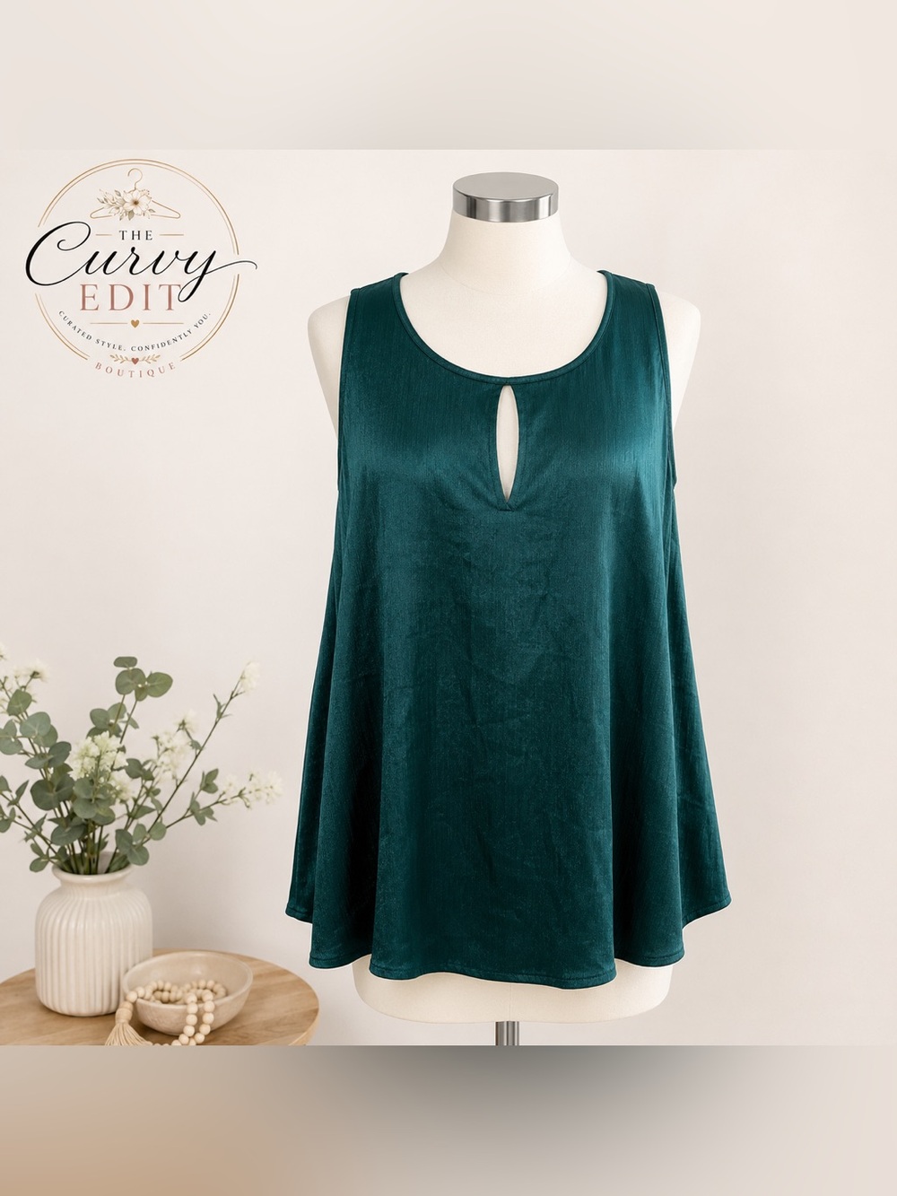 Torrid Teal Sleeveless Keyhole Tank Top Size 2 (2X) | Flowy Blouse Chic Holiday